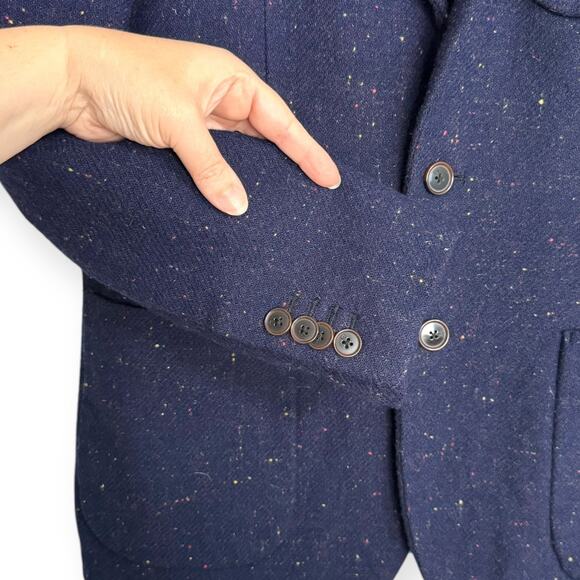 Scotch & Soda Navy Blue Wool Tweed Slim Fit Two Button Blazer Men's Size M/48 - Picture 7 of 14